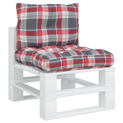 vidaXL Coussins de palette lot de 2 motif à carreaux rouge tissu