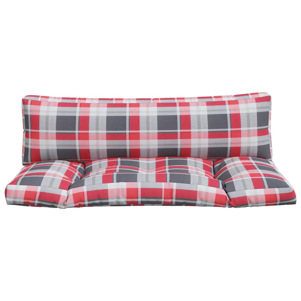 vidaXL Coussins de palette 2 pcs carreaux rouges tissu