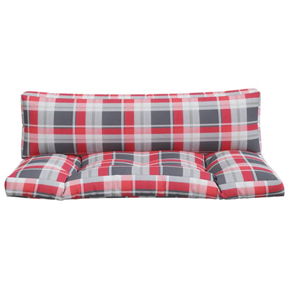 vidaXL Coussins de palette 2 pcs carreaux rouges tissu