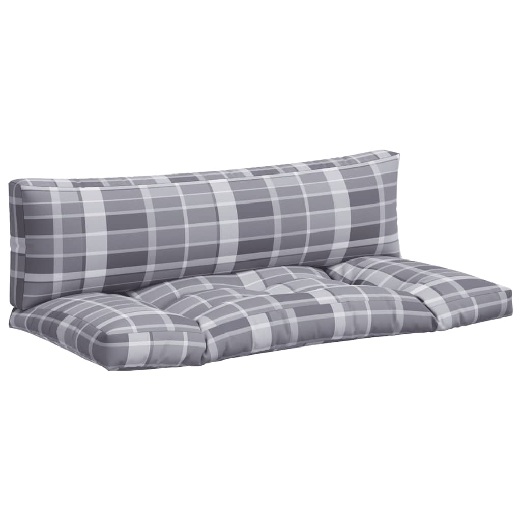 vidaXL Coussins de palette 2 pcs carreaux gris tissu