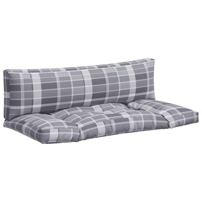 vidaXL Coussins de palette 2 pcs carreaux gris tissu