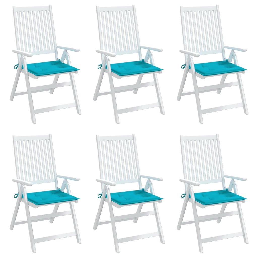 vidaXL Coussins de chaise de jardin lot de 6 turquoise 40x40x3cm tissu