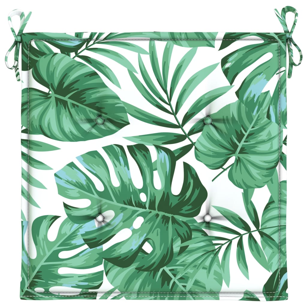 vidaXL Coussins de chaise lot de 2 motif de feuilles 50x50x3 cm tissu