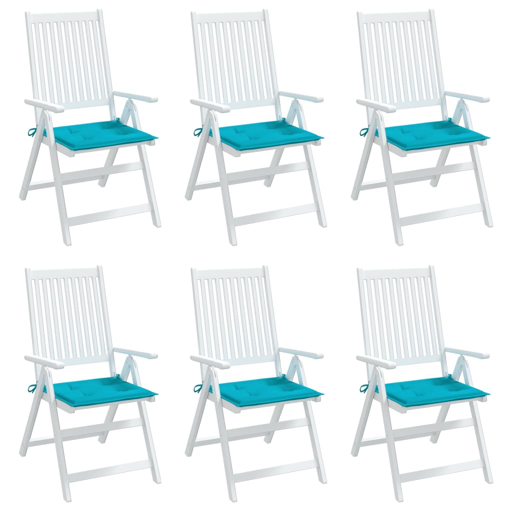 vidaXL Coussins de chaise de jardin lot de 6 turquoise 50x50x3cm tissu