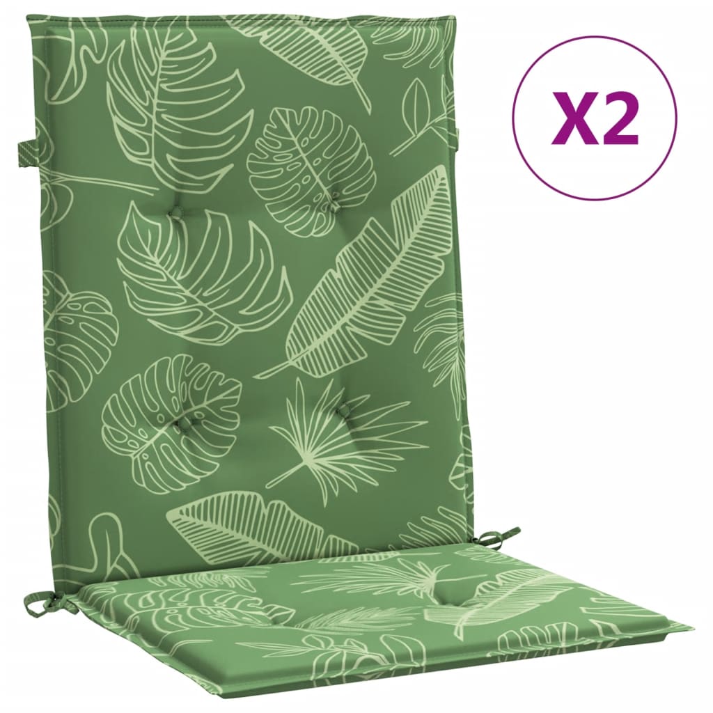vidaXL Coussins de chaise à dossier bas lot de 2 modèle de feuille