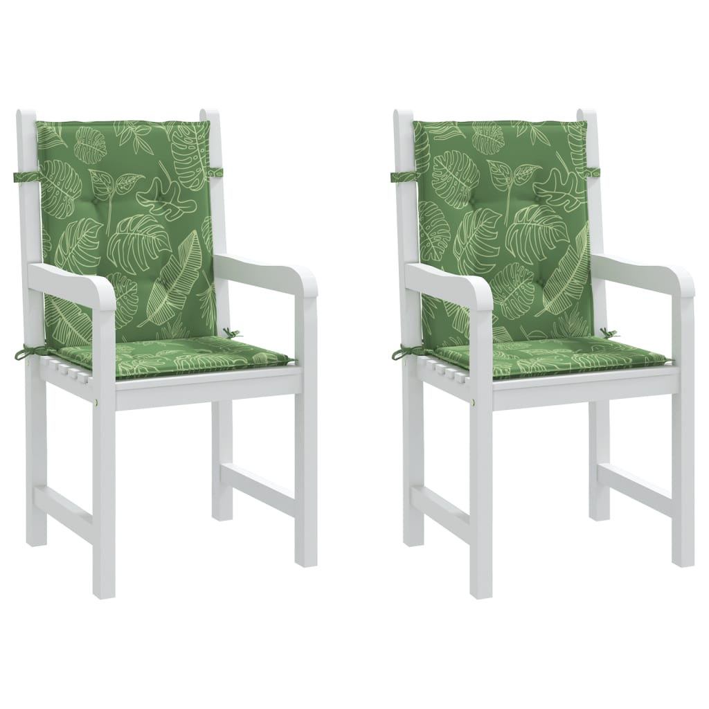 vidaXL Coussins de chaise à dossier bas lot de 2 modèle de feuille