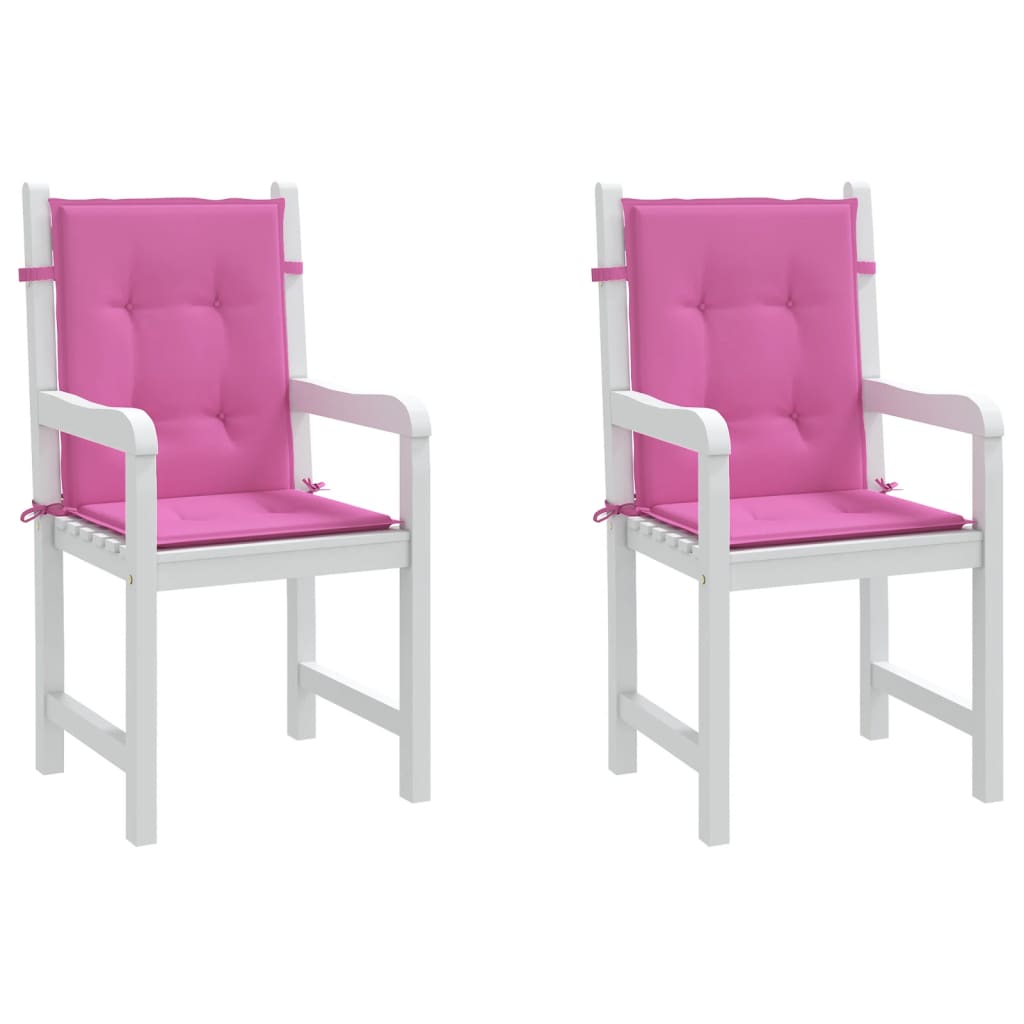 vidaXL Coussins de chaise à dossier bas lot de 2 rose tissu