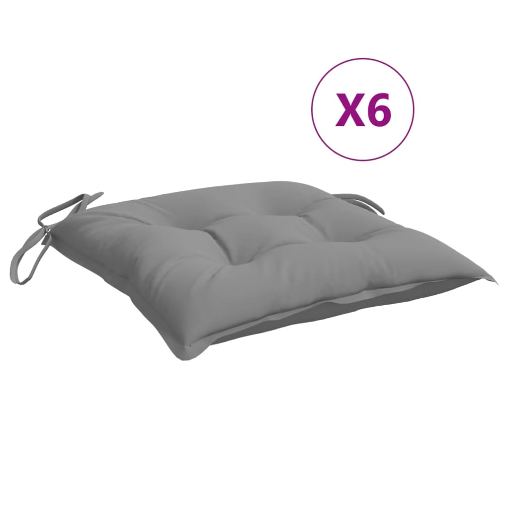 vidaXL Coussins de chaise lot de 6 gris 40x40x7 cm tissu oxford