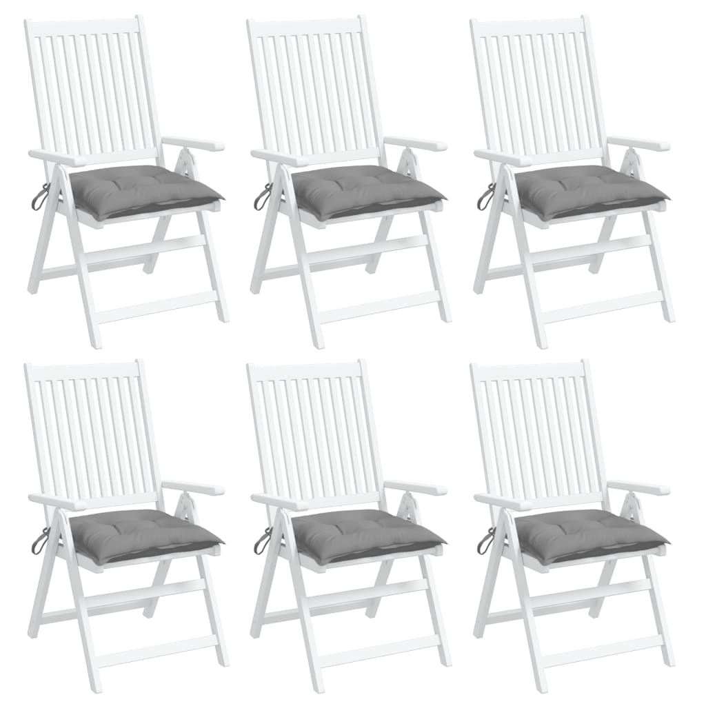 vidaXL Coussins de chaise lot de 6 gris 40x40x7 cm tissu oxford