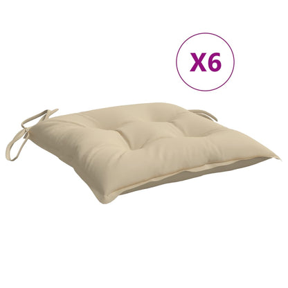 vidaXL Coussins de chaise lot de 6 beige 40x40x7 cm tissu oxford
