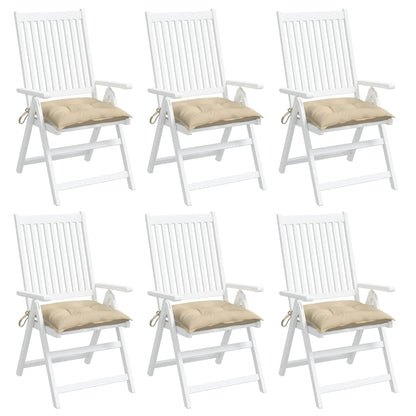 vidaXL Coussins de chaise lot de 6 beige 40x40x7 cm tissu oxford