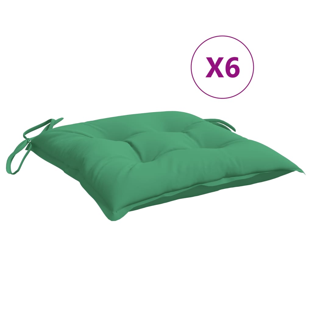 vidaXL Coussins de chaise lot de 6 vert 40x40x7 cm tissu oxford