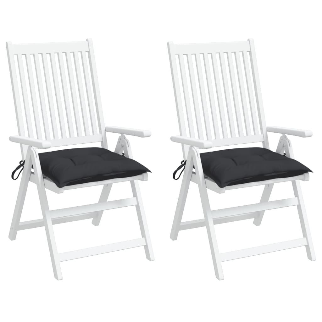 vidaXL Coussins de chaise lot de 2 noir 40x40x7 cm tissu oxford