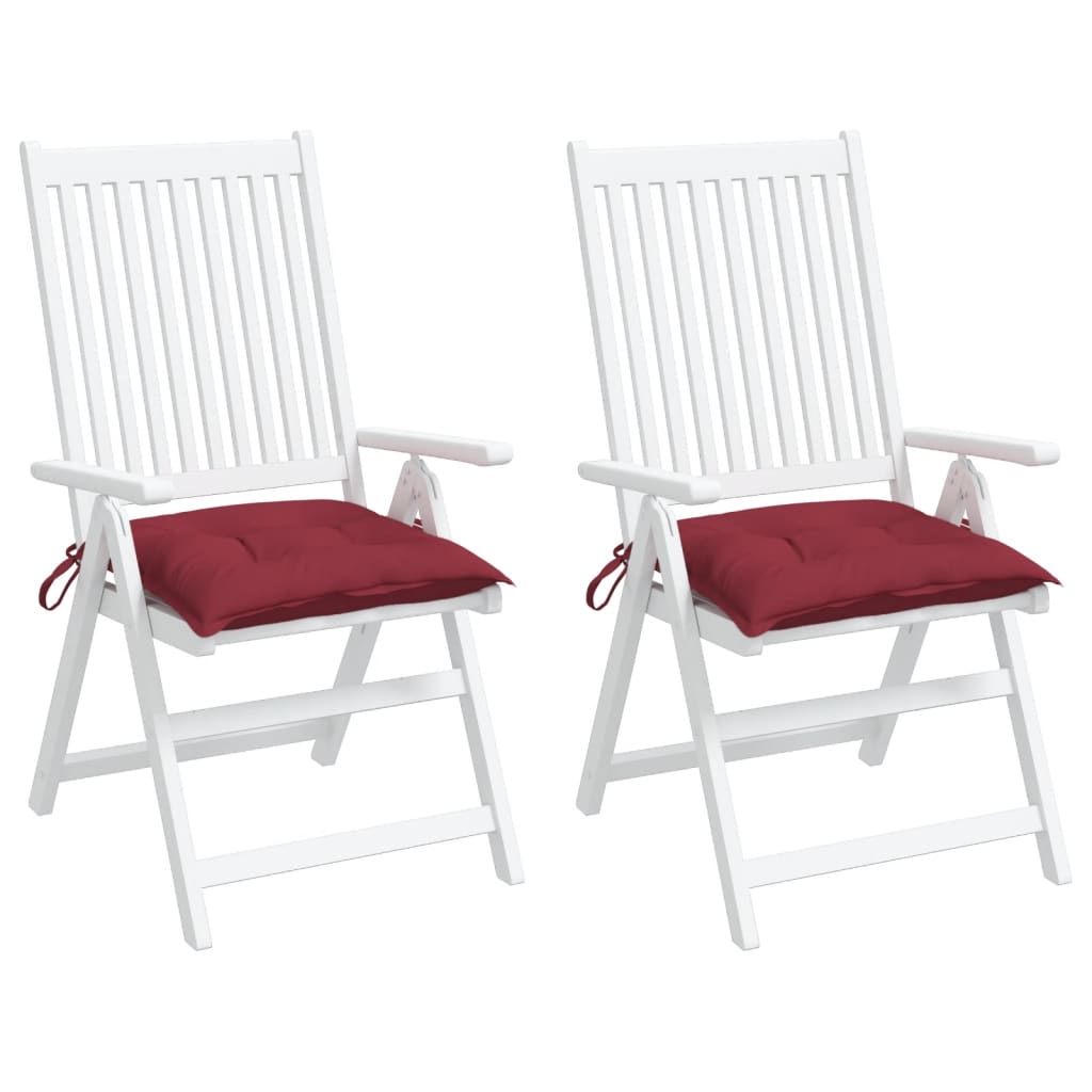 vidaXL Coussins de chaise lot de 2 rouge bordeaux 40x40x7 cm
