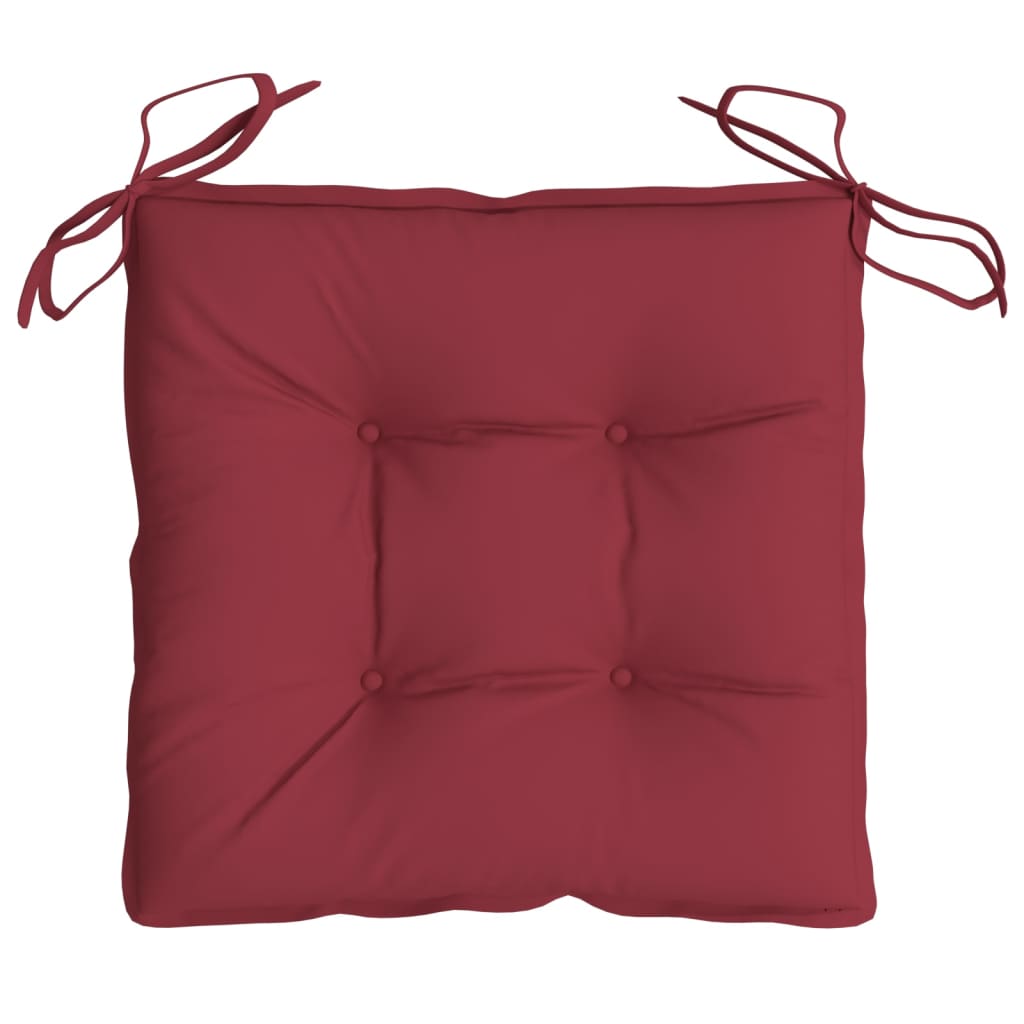 vidaXL Coussins de chaise lot de 2 rouge bordeaux 40x40x7 cm
