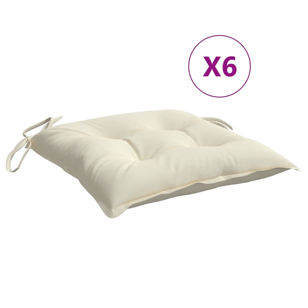 vidaXL Coussins de chaise 6 pcs blanc crème 50x50x7 cm tissu oxford