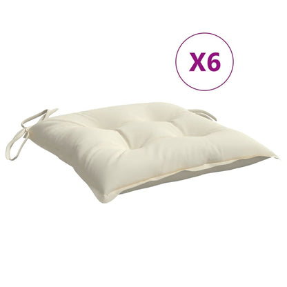 vidaXL Coussins de chaise 6 pcs blanc crème 50x50x7 cm tissu oxford