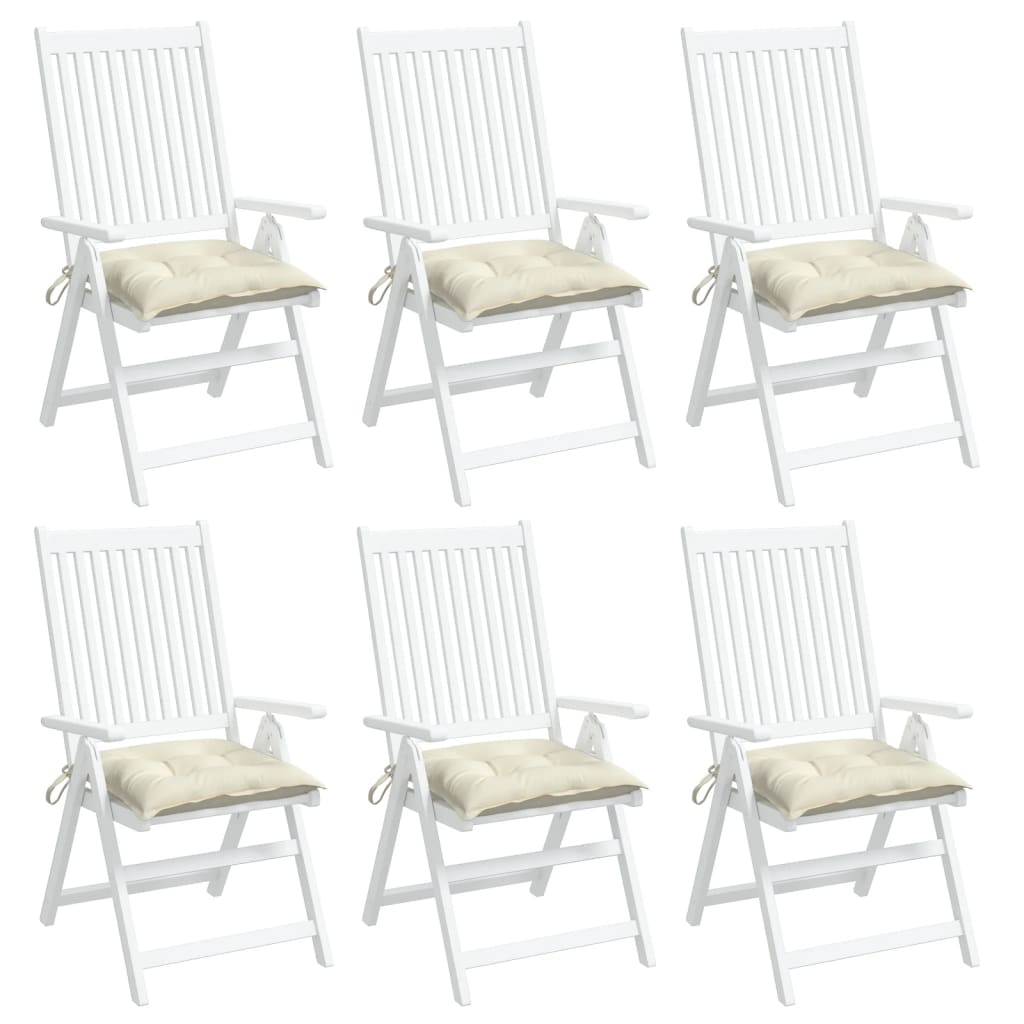 vidaXL Coussins de chaise 6 pcs blanc crème 50x50x7 cm tissu oxford