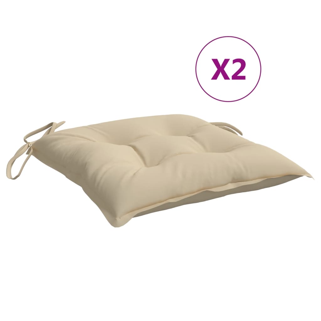 vidaXL Coussins de palette lot de 2 beige 50x50x7 cm tissu oxford