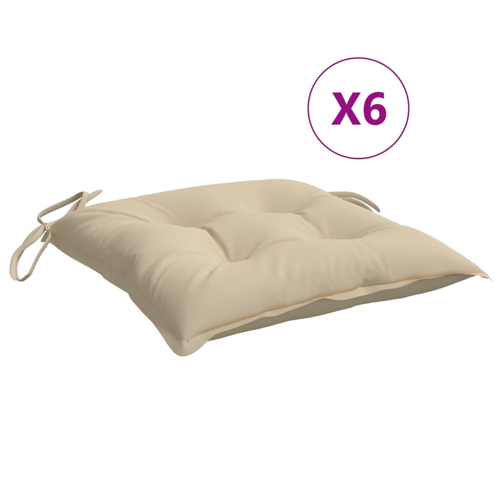 vidaXL Coussins de palette lot de 6 beige 50x50x7 cm tissu oxford