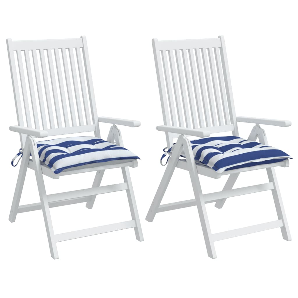 vidaXL Coussins de chaise 2 pcs rayures bleues et blanches 50x50x7 cm