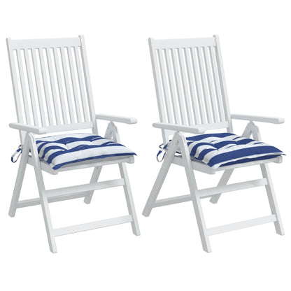 vidaXL Coussins de chaise 2 pcs rayures bleues et blanches 50x50x7 cm