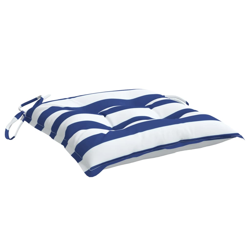 vidaXL Coussins de chaise 2 pcs rayures bleues et blanches 50x50x7 cm