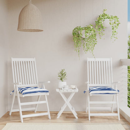 vidaXL Coussins de chaise 2 pcs rayures bleues et blanches 50x50x7 cm