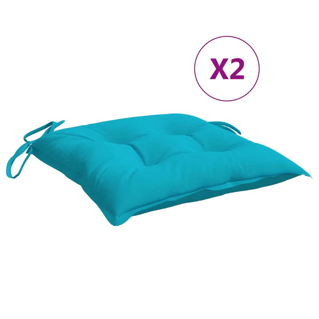 vidaXL Coussins de chaise 2 pcs turquoise 50x50x7 cm tissu oxford