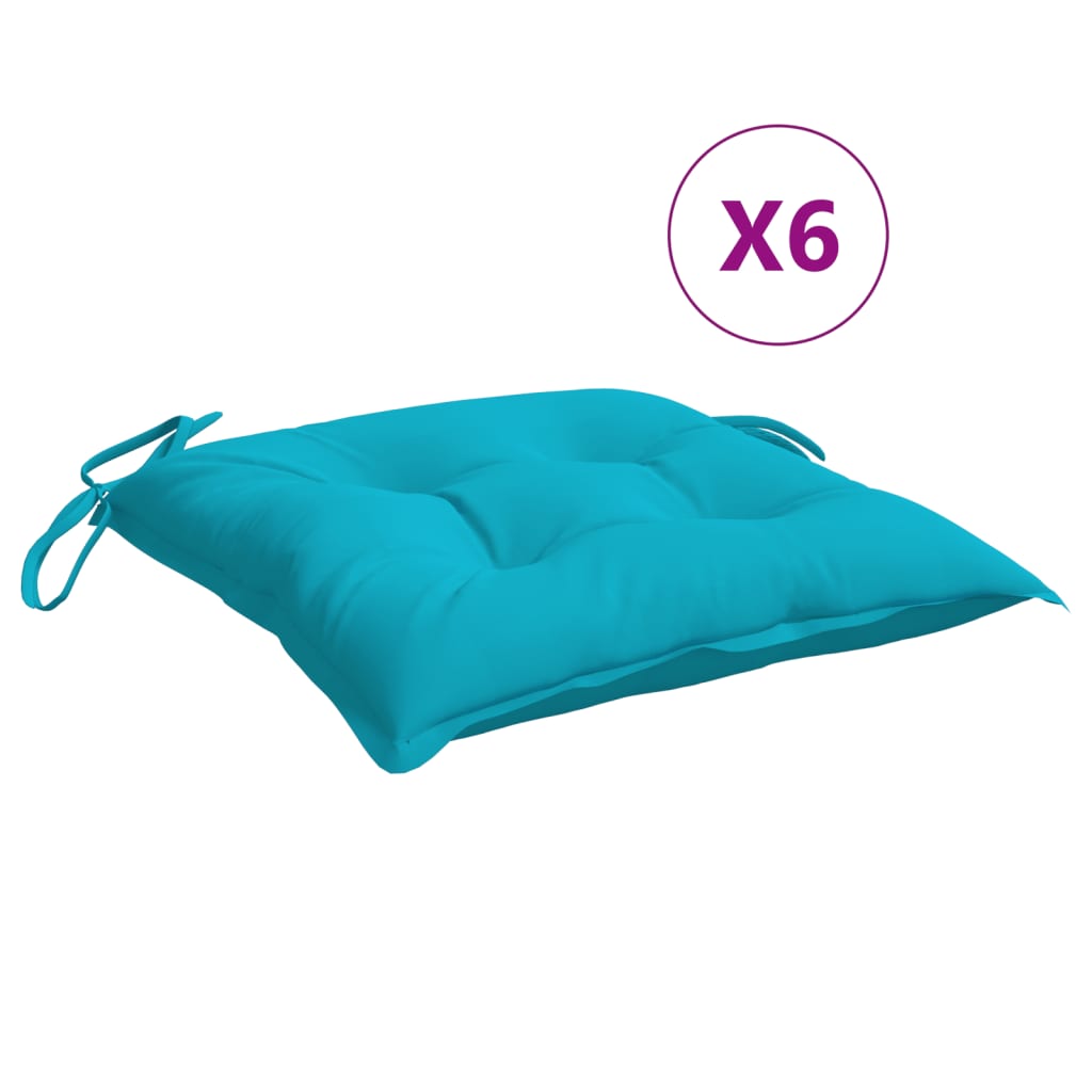 vidaXL Coussins de chaise 6 pcs turquoise 50x50x7 cm tissu oxford