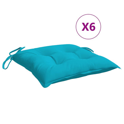 vidaXL Coussins de chaise 6 pcs turquoise 50x50x7 cm tissu oxford