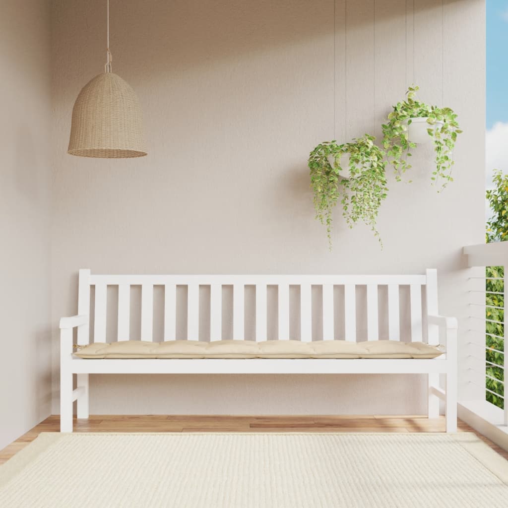 vidaXL Coussin de banc de jardin beige 200x50x7 cm tissu oxford