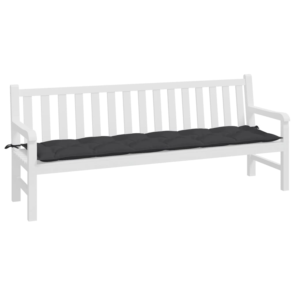 vidaXL Coussin de banc de jardin noir 200x50x7 cm tissu oxford