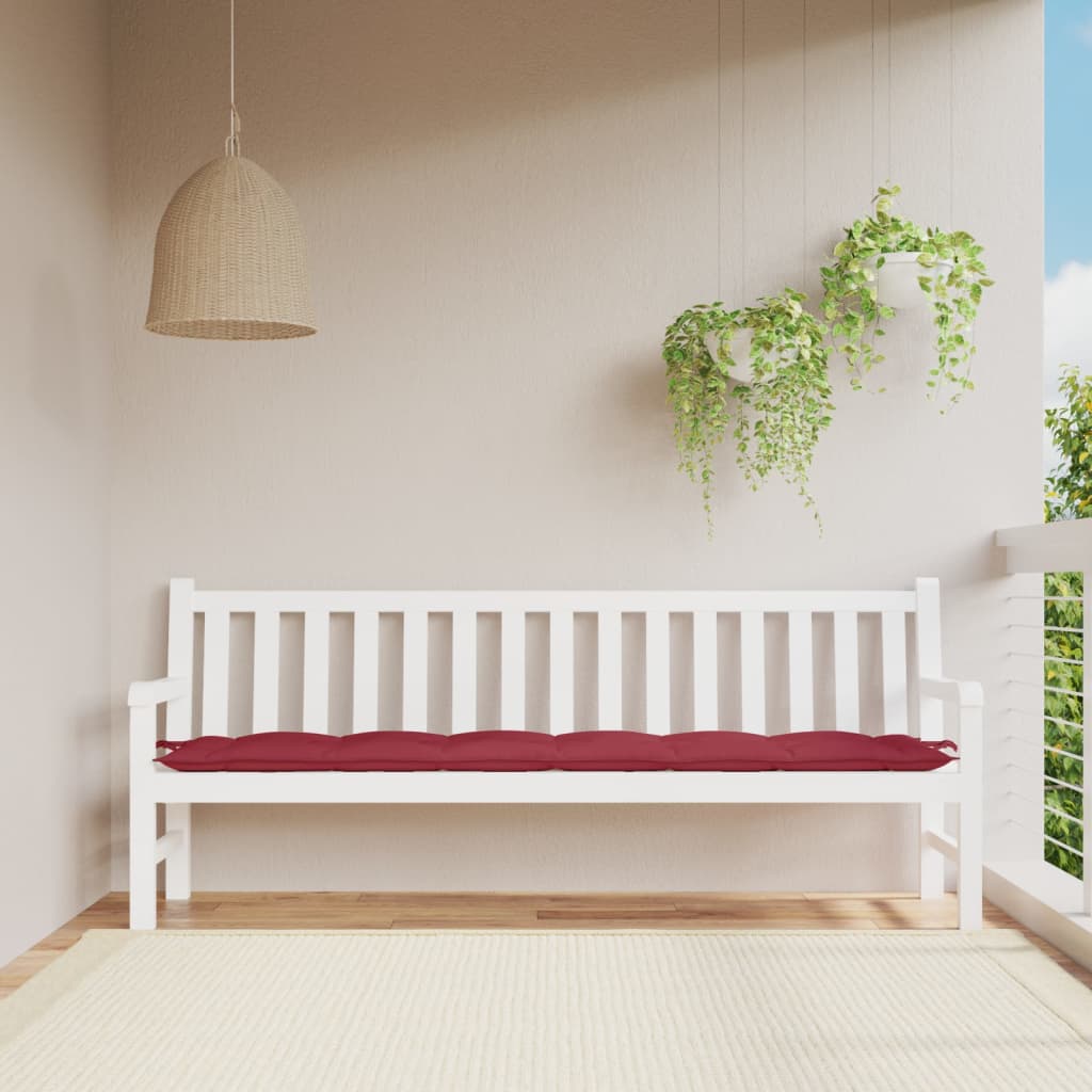vidaXL Coussin de banc de jardin rouge bordeaux 200x50x7 cm