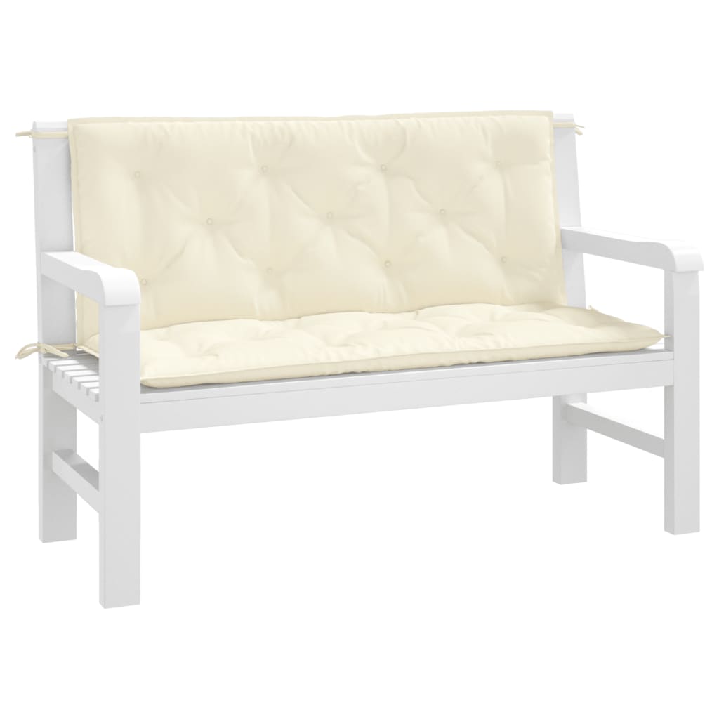 vidaXL Coussins de banc de jardin 2 pcs blanc crème tissu Oxford