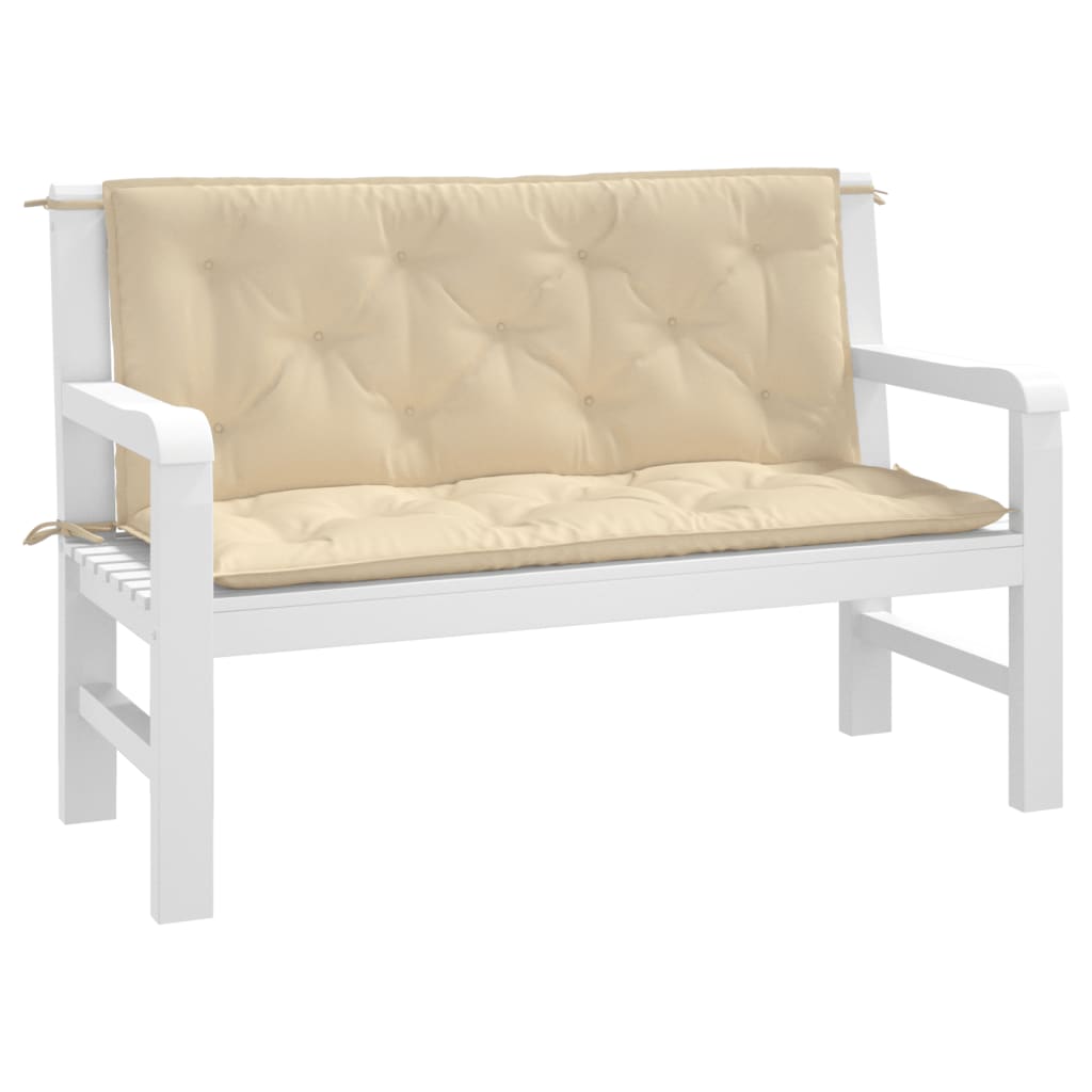 vidaXL Coussins de banc de jardin 2 pcs beige 120x50x7 cm tissu Oxford