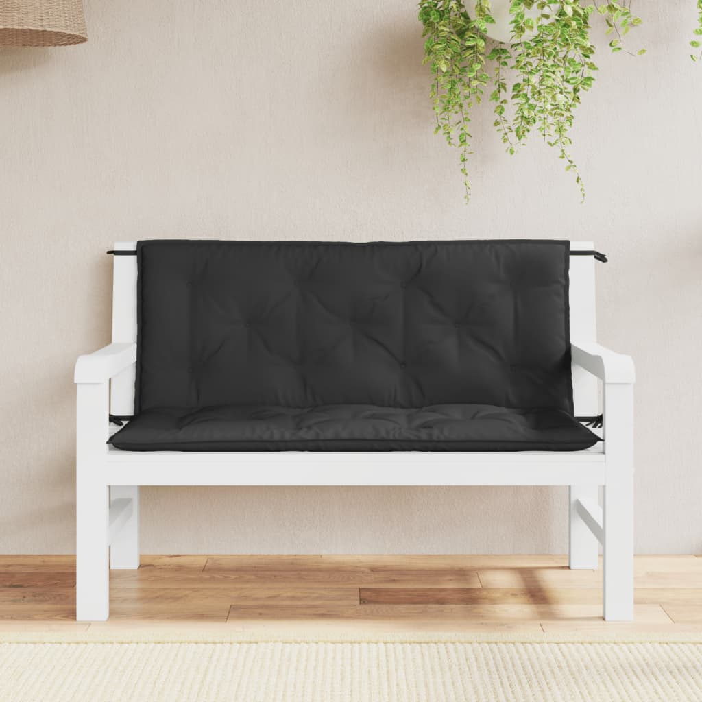 vidaXL Coussins de banc de jardin 2 pcs noir 120x50x7 cm tissu Oxford