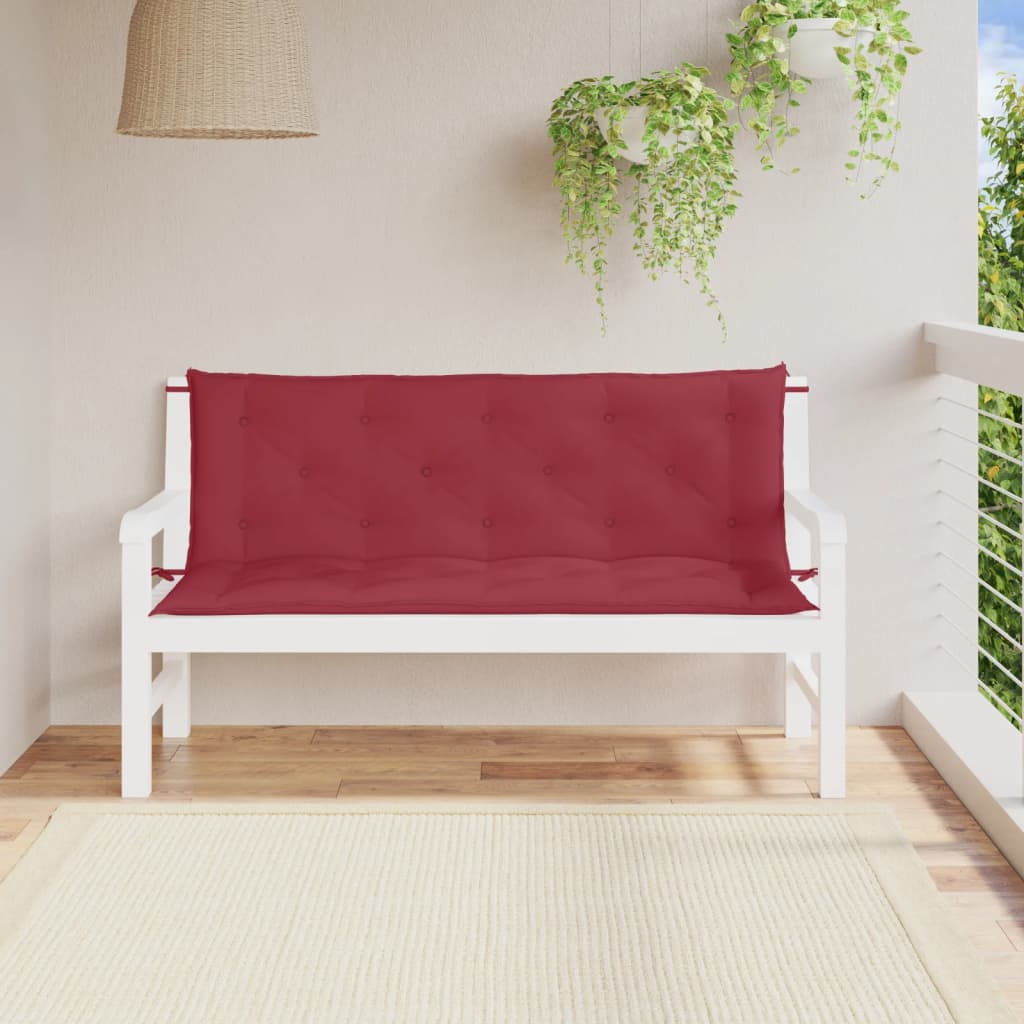 vidaXL Coussins de banc de jardin 2 pcs rouge bordeaux tissu Oxford