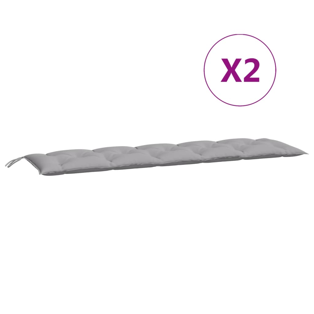vidaXL Coussins de banc de jardin 2 pcs gris 180x50x7 cm tissu Oxford