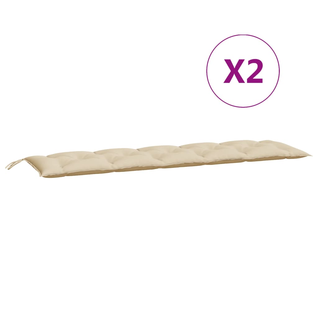 vidaXL Coussins de banc de jardin 2 pcs beige 180x50x7 cm tissu Oxford