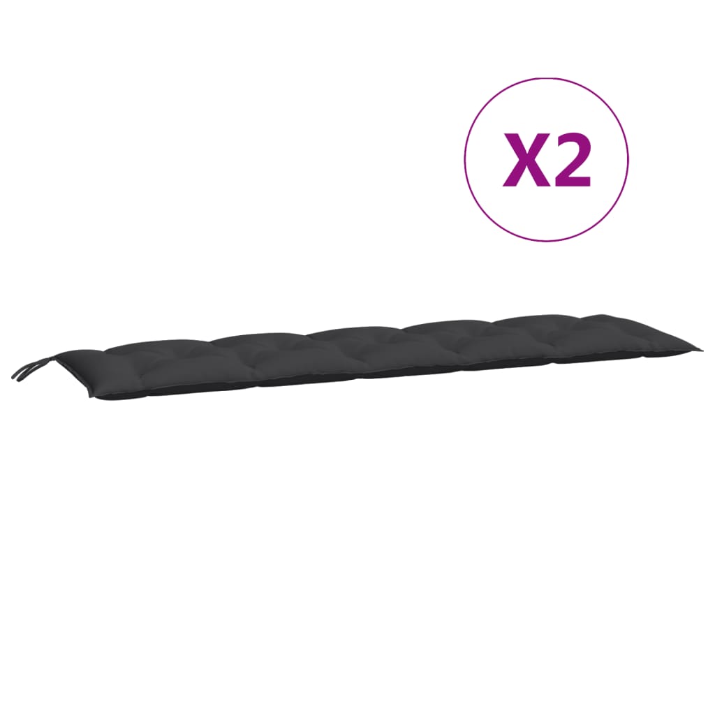 vidaXL Coussins de banc de jardin 2 pcs noir 180x50x7 cm tissu Oxford
