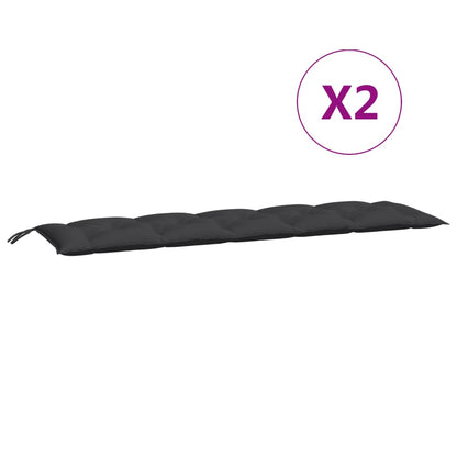 vidaXL Coussins de banc de jardin 2 pcs noir 180x50x7 cm tissu Oxford