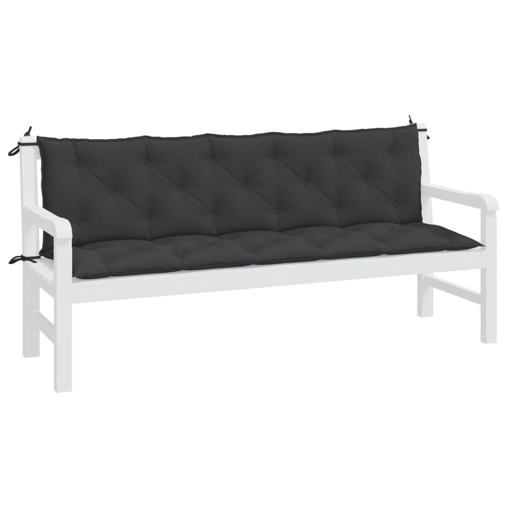 vidaXL Coussins de banc de jardin 2 pcs noir 180x50x7 cm tissu Oxford
