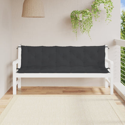 vidaXL Coussins de banc de jardin 2 pcs noir 180x50x7 cm tissu Oxford