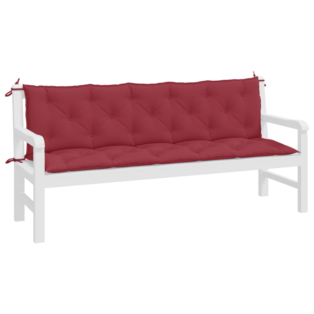 vidaXL Coussins de banc de jardin 2 pcs rouge bordeaux tissu Oxford