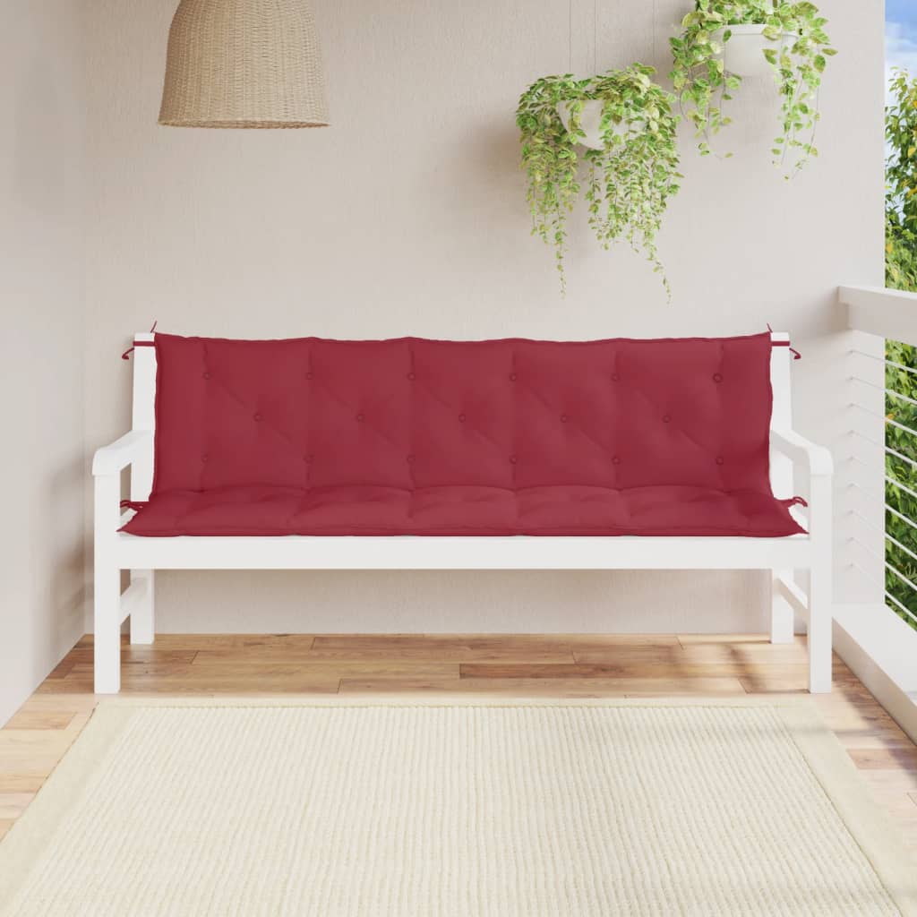 vidaXL Coussins de banc de jardin 2 pcs rouge bordeaux tissu Oxford