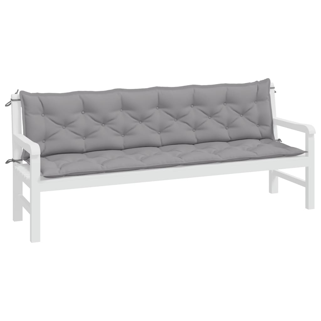 vidaXL Coussins de banc de jardin 2 pcs gris 200x50x7 cm tissu Oxford