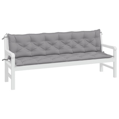 vidaXL Coussins de banc de jardin 2 pcs gris 200x50x7 cm tissu Oxford