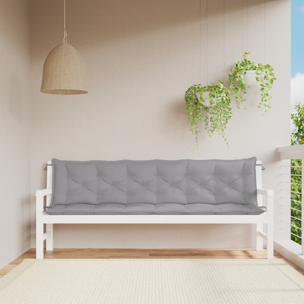 vidaXL Coussins de banc de jardin 2 pcs gris 200x50x7 cm tissu Oxford
