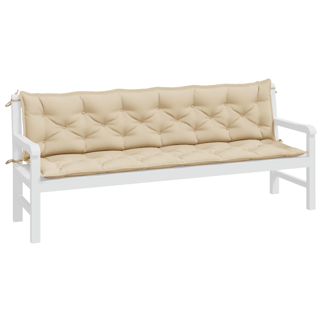 vidaXL Coussins de banc de jardin 2 pcs beige 200x50x7 cm tissu Oxford